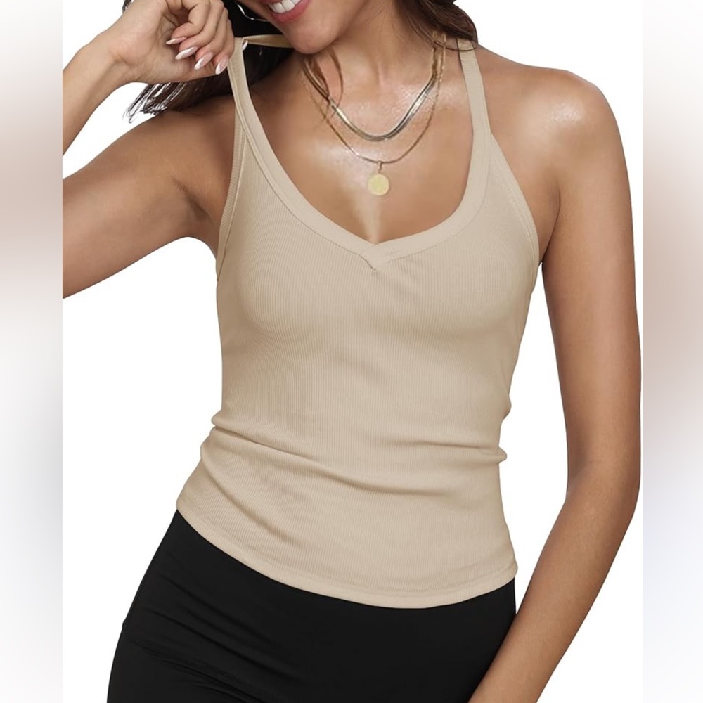 Beige Ribbed Tank Top - Picture 2 of 4